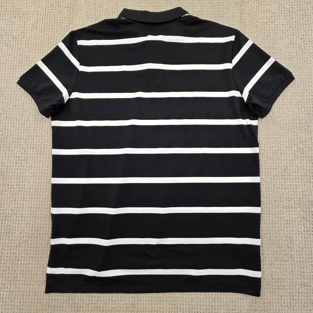 Polo Ralph Lauren Performance Black White Striped SS Polo Shirt Mens XL